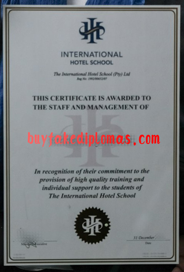 International Hotel School Certificate, Fake International Hotel School Certificate