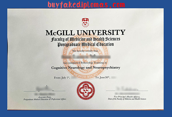 Fake McGill University Certificate