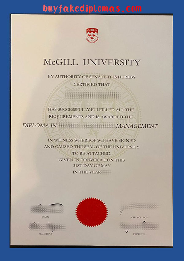 McGill University Diploma, Buy Fake McGill University Diploma