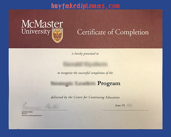 McMaster University Certificate, Buy Fake McMaster University Certificate