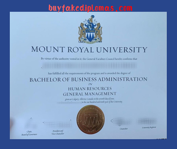 Mount Royal University Degree Certificate, Fake Mount Royal University Degree Certificate