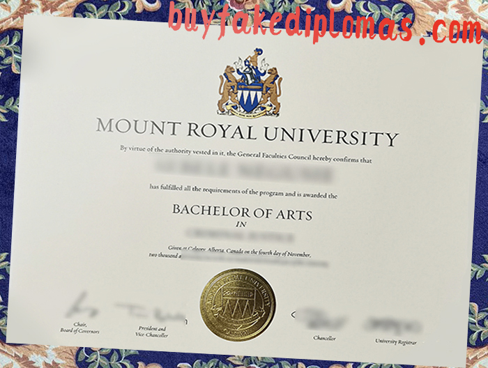 Fake Mount Royal University Diploma