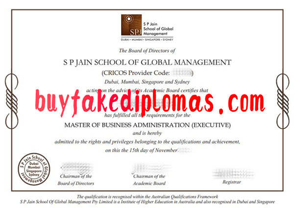 SP Jain School of Global Management MBA Degree, Fake SP Jain School of Global Management MBA Degree