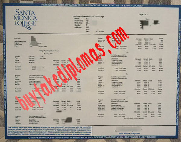 Santa Monica College fake transcript