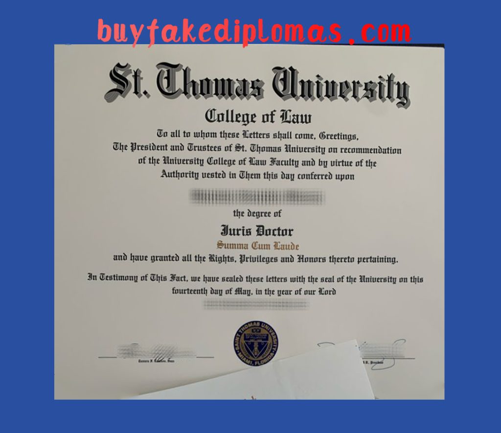 St. Thomas University Degree Certificate, Fake St. Thomas University Degree Certificate