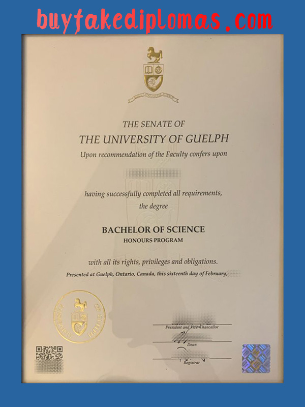 University of Guelph Degree Certificate, Fake University of Guelph Degree Certificate