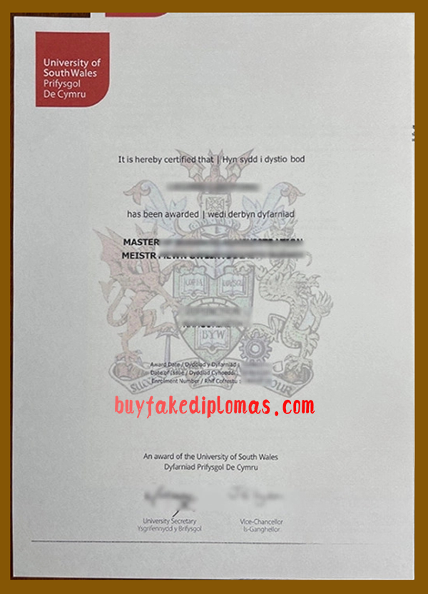 Fake University of South Wales Diploma