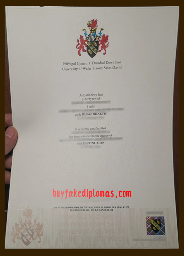 Fake University of Wales Trinity Saint David Diploma 