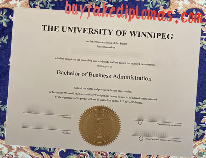 Fake University of Winnipeg Degree Certificate