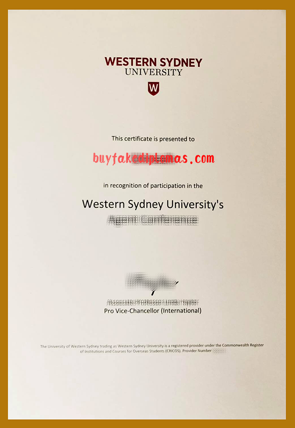 Western Sydney University Certificate, Fake Western Sydney University Certificate