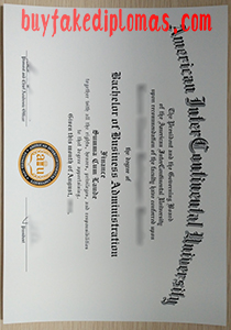 Fake American InterContinental University BBA Certificate