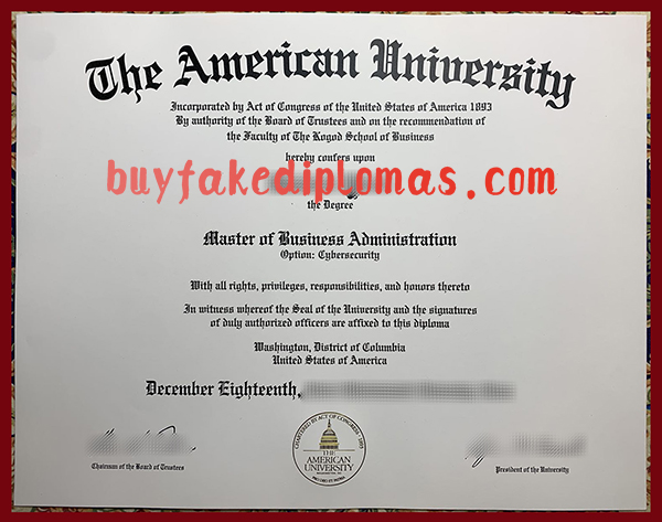 American University MBA Degree Certificate, Fake American University MBA Degree Certificate
