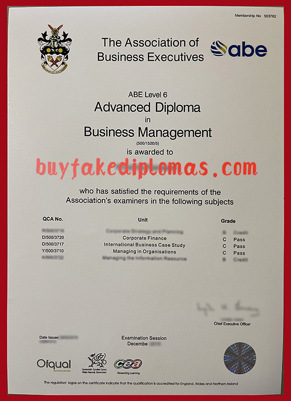 Association of Business Executives Diploma, Fake Association of Business Executives Diploma