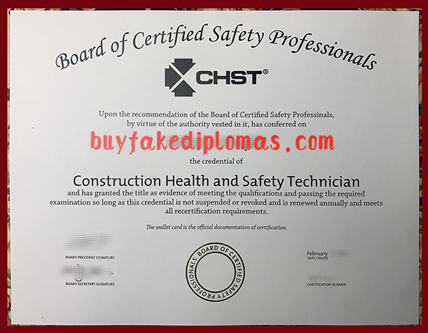 Board of Certified Safety Professionals Certificate, Fake Board of Certified Safety Professionals Certificate