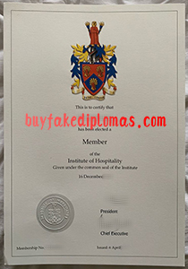 Fake Institute of Hosptality Certificate