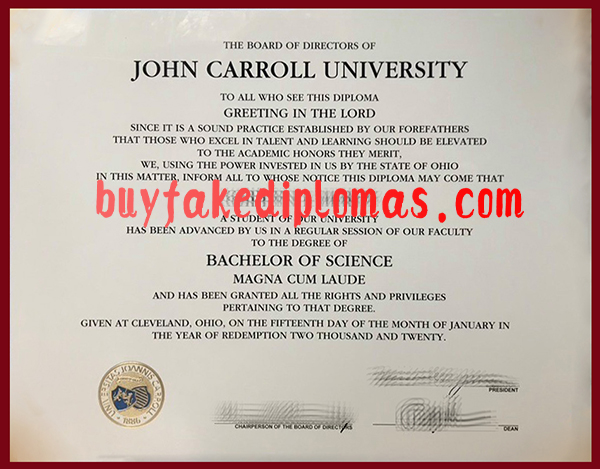 John Carroll University Degree, Fake John Carroll University Degree