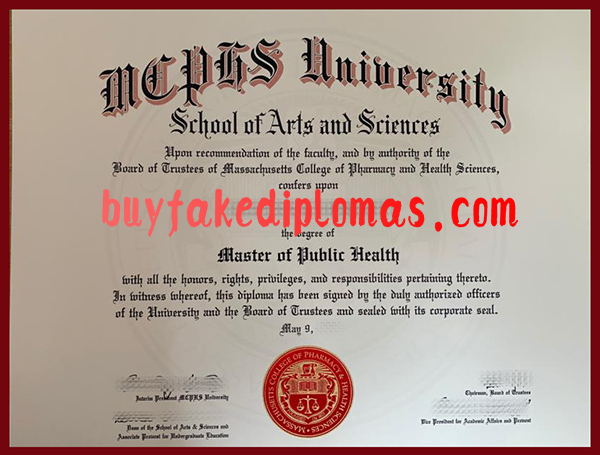 MCPHS University School of Arts and Sciences Diploma, Fake MCPHS University School of Arts and Sciences Diploma