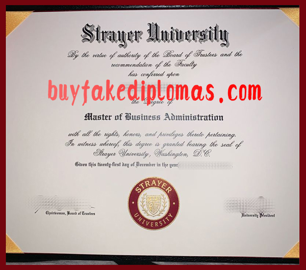 Fake Strayer University MBA Certificate