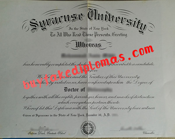 Fake Syracuse University Doctor Degree