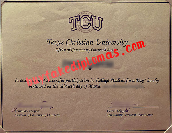 Fake Texas Christian University Certifiate