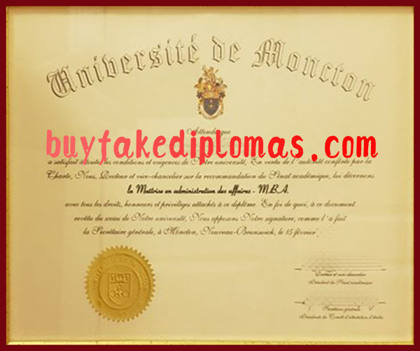 Fake Université de Moncton MBA Certificate