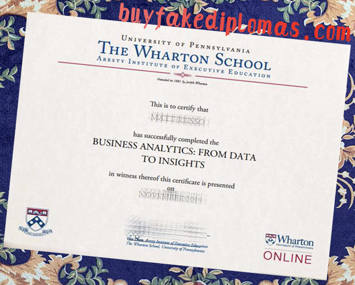 Fake University of Pennsylvania Wharton School Certificate
