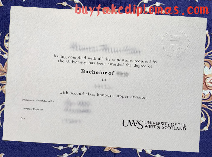 Fake University of West of Scotland Diploma