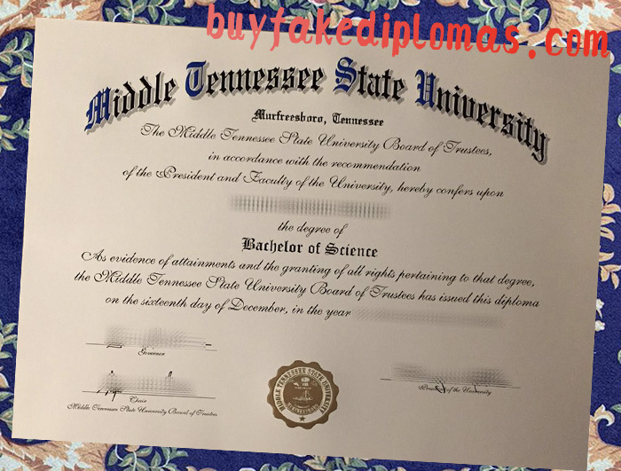 Fake Middle Tennessee State University Degree