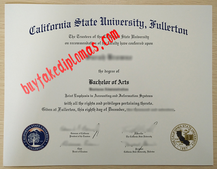 Fake California State University Fullerton diploma