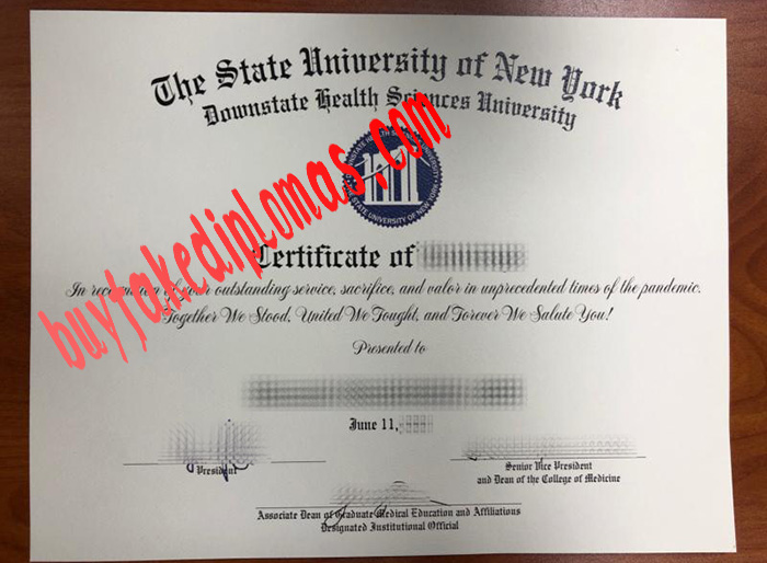 State University of New York Downstate Health Sciences University fake certificate