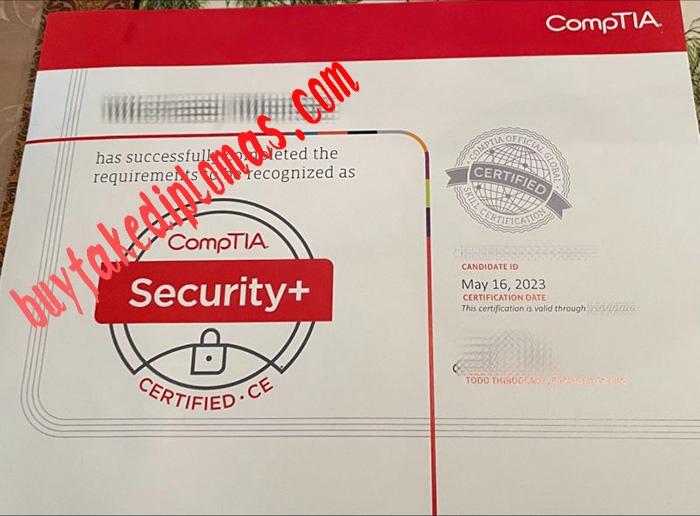 CompTia fake certificate