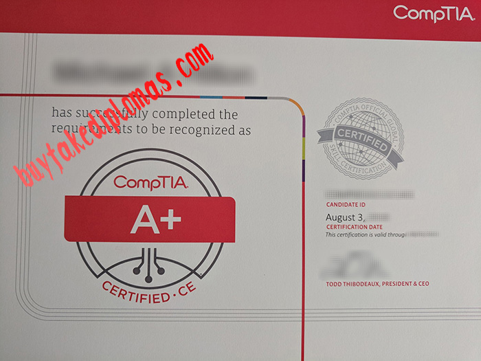 CompTia A+ fake certificate