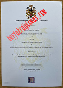 fake Manchester Metropolitan University PGCE certificate